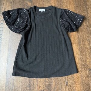 THML sequin, flutter sleeve top.